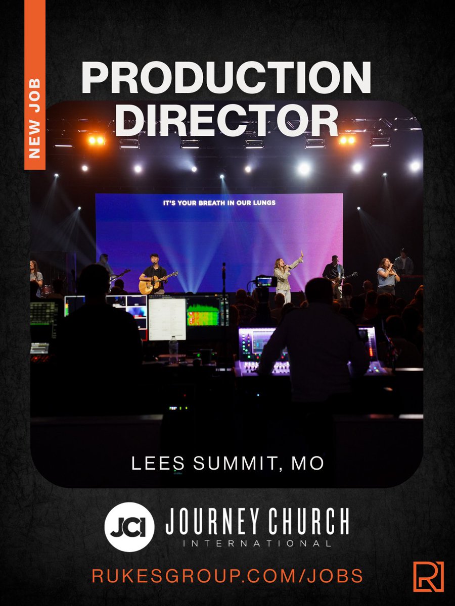 RukesGroup's tweet photo. Journey Church International is seeking a Production Director to lead the tech &amp; creative side of worship services across campuses and build strong teams. 

🔗 For additional info and to apply directly: https://t.co/JMklK67XTN
#productiondirector #churchjobs #churchstaffing https://t.co/YolBbIze0i