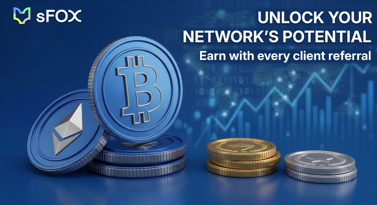 SFox's tweet image. Turn trusted intros into upside. Earn referral fees for revenue from referred clients in their first year.

We handle onboarding, custody, deep liquidity, and white‑glove support for hedge funds, RIAs, and fintechs. 

Start here: sfox.com/referral
#sFOX #InstitutionalCrypto