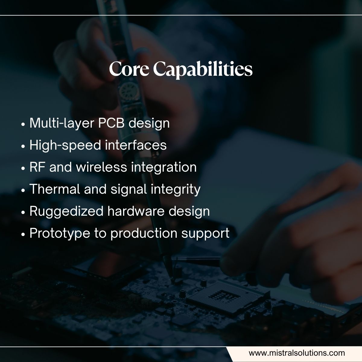 MistralSoln's tweet image. Hardware design is where system constraints, performance, and reliability come together.
Mistral supports embedded systems across high-speed, RF, and multi-layer designs—from architecture and PCB design to prototyping and production.
#HardwareDesign #Embedded #MistralSolutions