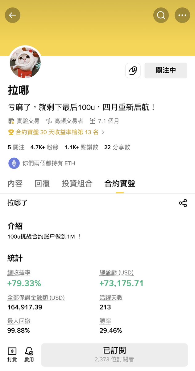 太牛逼了，幣安廣場搜尋🔍拉哪，100刀幹到16萬刀了，裡面可以看到實盤，大額盈利來自幣安人生、RAVE。