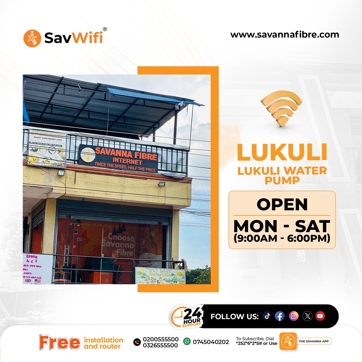 SavannaFibre's tweet image. Welcome to Savanna Shops 📍📶
We’re open Monday – Saturday, 9:00AM – 6:00PM
Come through and get connected today
#SavWifi 
#Twicethespeed 
#Halftheprice 
#Getconnectedtoday