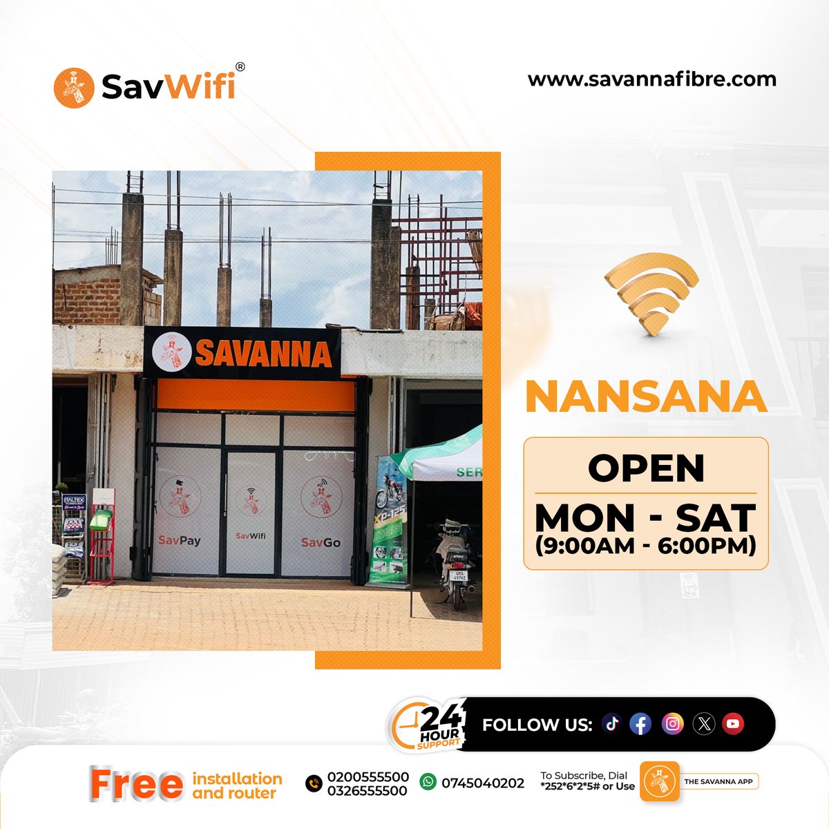 SavannaFibre's tweet image. Welcome to Savanna Shops 📍📶
We’re open Monday – Saturday, 9:00AM – 6:00PM
Come through and get connected today
#SavWifi 
#Twicethespeed 
#Halftheprice 
#Getconnectedtoday