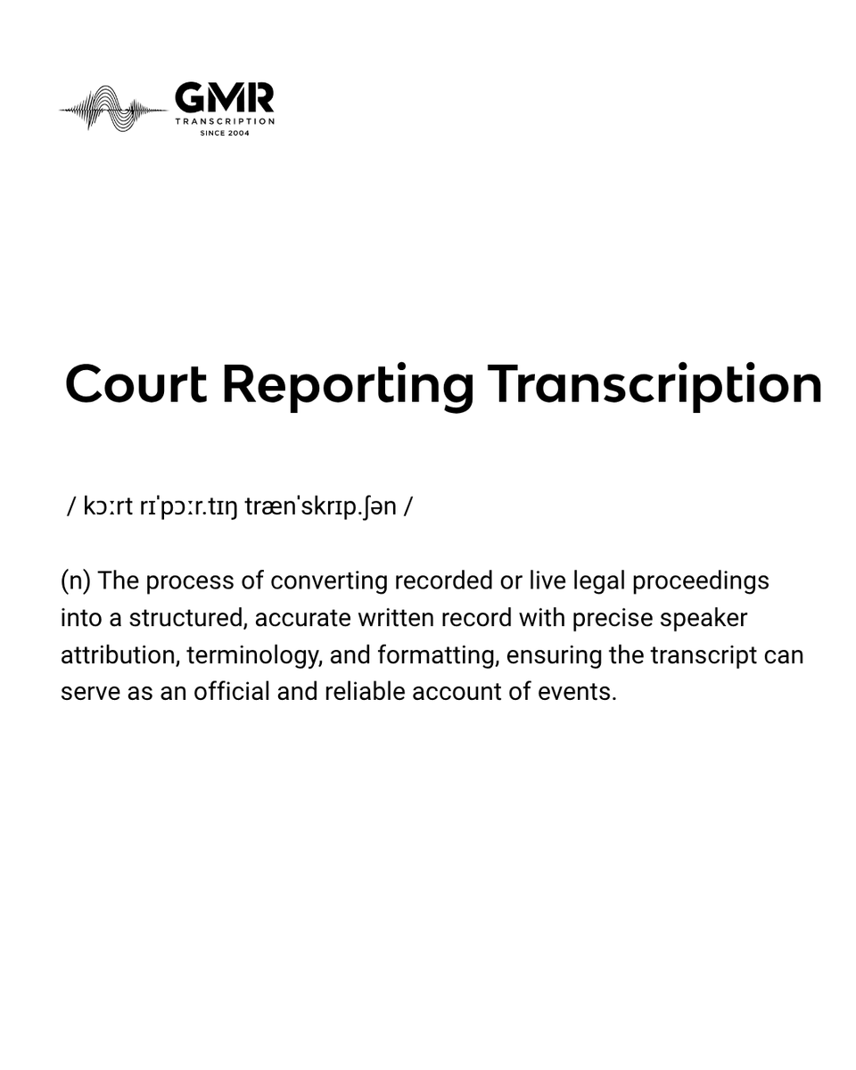gmrtranscripts's tweet photo. Court reporting transcription ensures accurate, structured records with clear speaker attribution, supporting evidence, review, and informed decisions.

#LegalTranscription #CourtReporting #AccuracyMatters #DataIntegrity #GMRTranscription https://t.co/vAX9P6ASPD