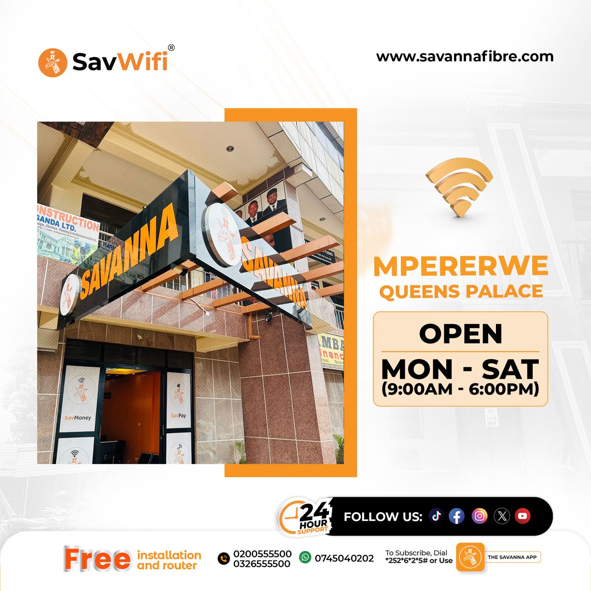 SavannaFibre's tweet image. Welcome to Savanna Shops 📍📶
We’re open Monday – Saturday, 9:00AM – 6:00PM
Come through and get connected today
#SavWifi 
#Twicethespeed 
#Halftheprice 
#Getconnectedtoday