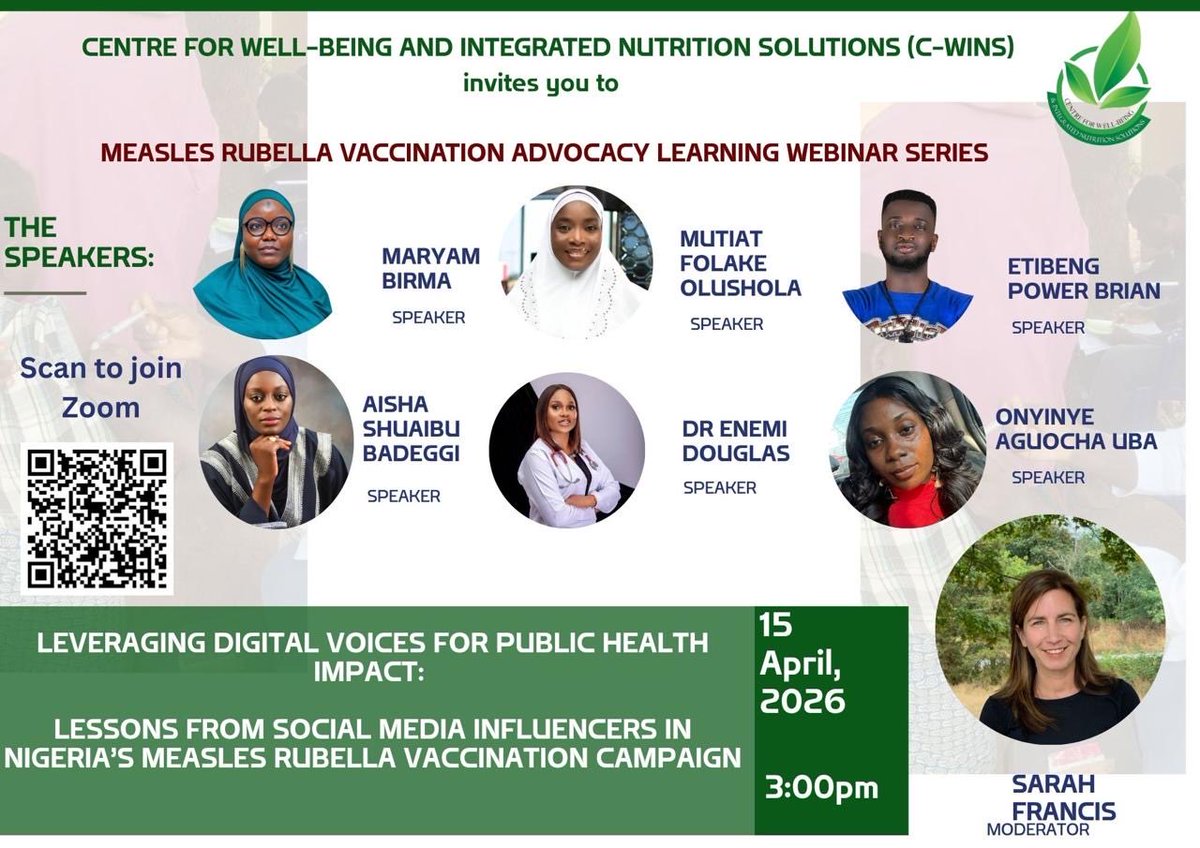 CWINS_OFFICIAL's tweet photo. C-WINS Official is inviting you to a scheduled Zoom meeting.

Topic: MEASLES RUBELLA VACCINATION ADVOCACY LEARNING WEBINAR SERIES
Time: Apr 15, 2026 03:00 PM West Central Africa
Join Zoom Meeting
https://t.co/63EILfUNGy

View meeting insights with Zoom AI Companion
https://t.co/sj16QGSUMf

Meeting ID: 896 8912 3490
Passcode: 026038

Join by SIP
• 89689123490@zoomcrc.com

Join instructions
https://t.co/CdVXlmPiF7