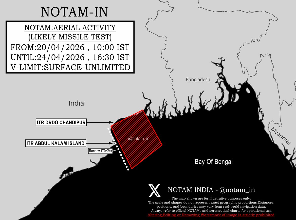 Notam Map India India Has Issued NOTAM For Extending Aerial Activity (Likely Missile ...