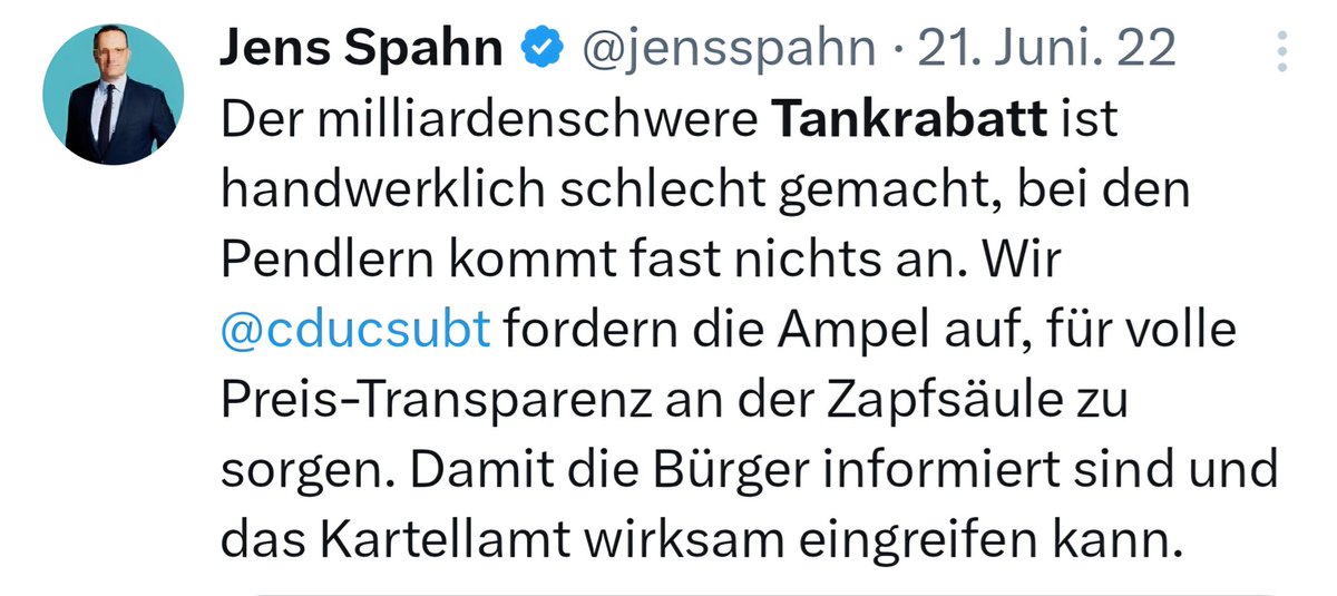 Richtig, Jens, vollkommen richtig.
Euer #Tankrabatt ist kakke.