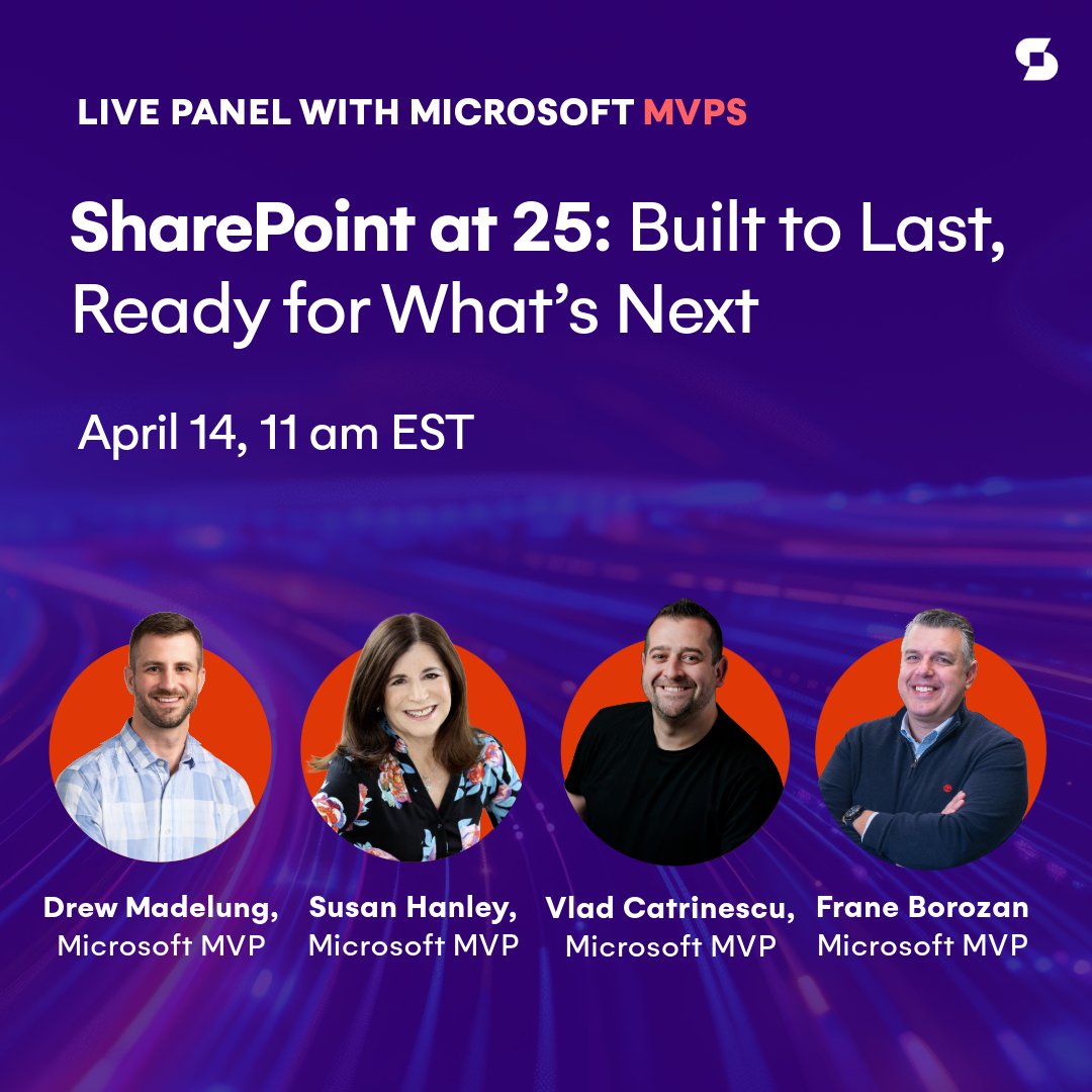 SyskitTeam's tweet photo. Starting in a few hours ⏯️

Join our webinar today for an honest conversation with an all-star lineup of Microsoft MVPs. We'll discuss the last 25 years of SharePoint and what to pay attention to in M365 to stay ahead in the long term.

Register: https://t.co/IJE8eNlXft https://t.co/yf20ctB7eD