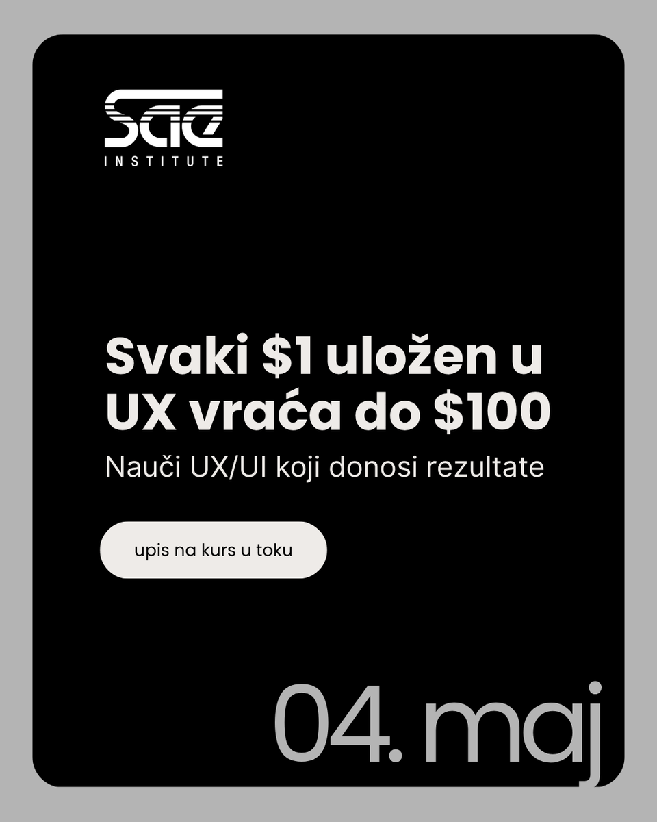 SaeBelgrade's tweet photo. Postani deo nove generacije polaznika kursa UX UI dizajn od 4. maja i nauči kako razmišljaju uspešni UX UI dizajneri. Info i prijave na https://t.co/Kt5ifQclWX  ili na belgrade@sae.edu #uxui #uxuidesign https://t.co/onIryIZNfr
