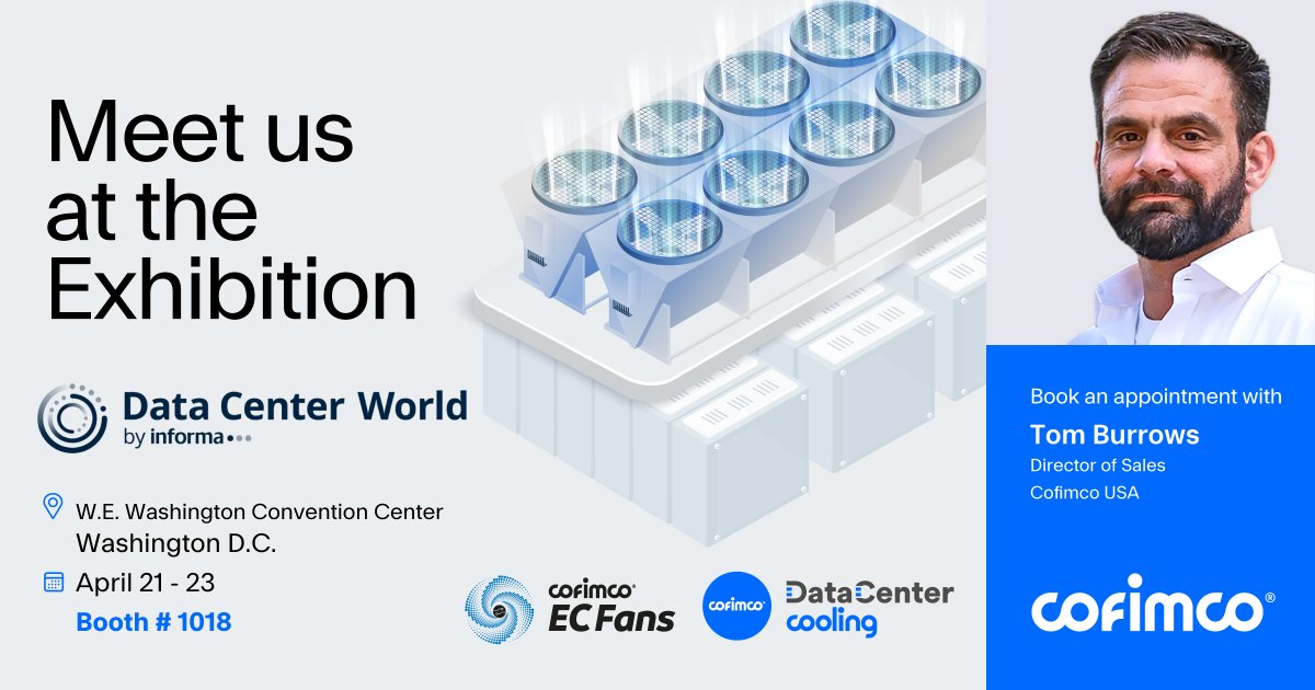 cofimco's tweet photo. 📍𝐌𝐞𝐞𝐭 𝐂𝐨𝐟𝐢𝐦𝐜𝐨 𝐢𝐧 𝐖𝐚𝐬𝐡𝐢𝐧𝐠𝐭𝐨𝐧 𝐃.𝐂.
📅 From April 21 to 23, Cofimco will be at the W.E. Washington Convention Center, showcasing advanced cooling solutions for Data Centers.

🤝 Contact us to schedule a meeting at Booth #1018.

#Cofimco #AxialFans https://t.co/FVWwKdhUtF
