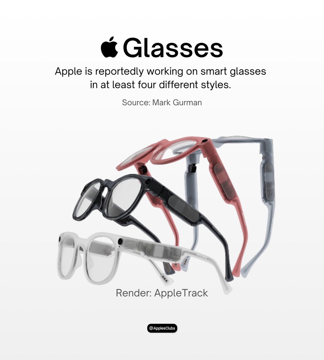 ApplesClubs's tweet image. Apple is reportedly working on smart glasses in multiple styles — and honestly, this could be the next big thing after Vision Pro.