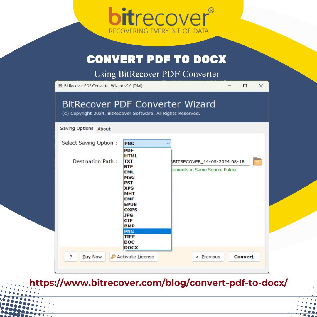bitrecovers's tweet image. Convert PDF to DOCX using BitRecover PDF Converter tool and edit your files within seconds. Simple, fast, and accurate. 

Refer to: bitrecover.com/blog/convert-p…

#PDFtoDOCX #BitRecoverPDFConverter #TechTool #Digital #EasyConvert