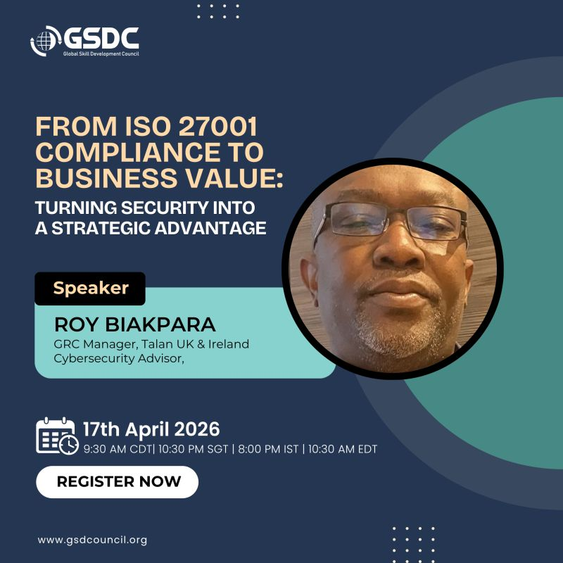 RBiakpara's tweet photo. I look forward to speaking at Global Skill Development Council on 17th April 2026.

Over the years, I’ve seen many organisations achieve certification and compliance on paper but still struggle with the practical implementation. When a breach occurs, quite a lot is exposed and sometimes requires a fresh start.

This session is an opportunity to share what actually works:
how to make security, risk, and governance part of business decision-making — not just an audit requirement.

Looking forward to sharing practical lessons, real examples, and ideas that leaders can apply immediately.

Would be great to see some familiar faces there.

Register here: https://t.co/07ga3ztvqh
#GRC #CyberSecurity #ISO27001 #Leadership