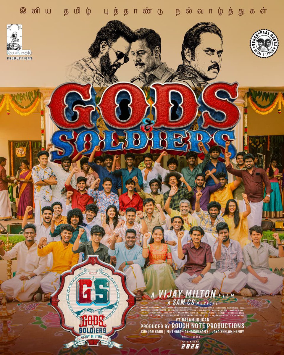 Aariarujunan's tweet photo. "இனிய சித்திரைத் திருநாள் நல்வாழ்த்துகள்

#GodsandSoldiers — exciting updates on the way! ✨

Catch the TRAISER here : https://t.co/aKprqTOBiG

@roughnoteprod @vijaymilton @bharathhere @itsrajtarun #sunil @paal_dabba @aariarujunan @samCSmusic @rollrida @ProRekha https://t.co/QfJlQ8kUjg