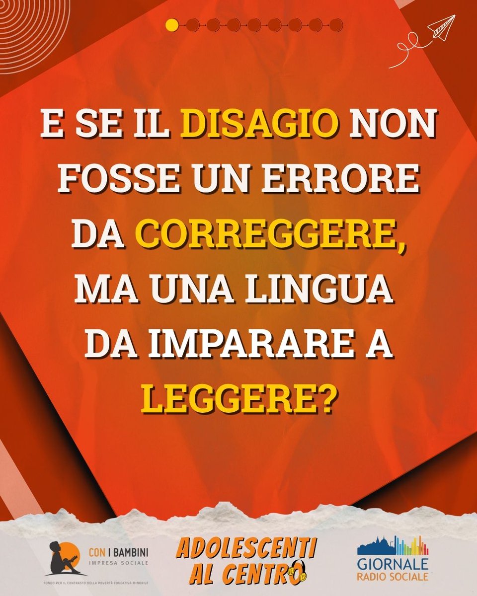 Conibambini's tweet photo. Il disagio degli #adolescenti non è un errore da correggere, ma un segnale. Agire presto può cambiare tutto. Ne parliamo nella prima puntata del podcast “Adolescenti al centro”, in collaborazione con @GrSociale: https://t.co/sshsUrh0vD https://t.co/cTCyWcCqCZ