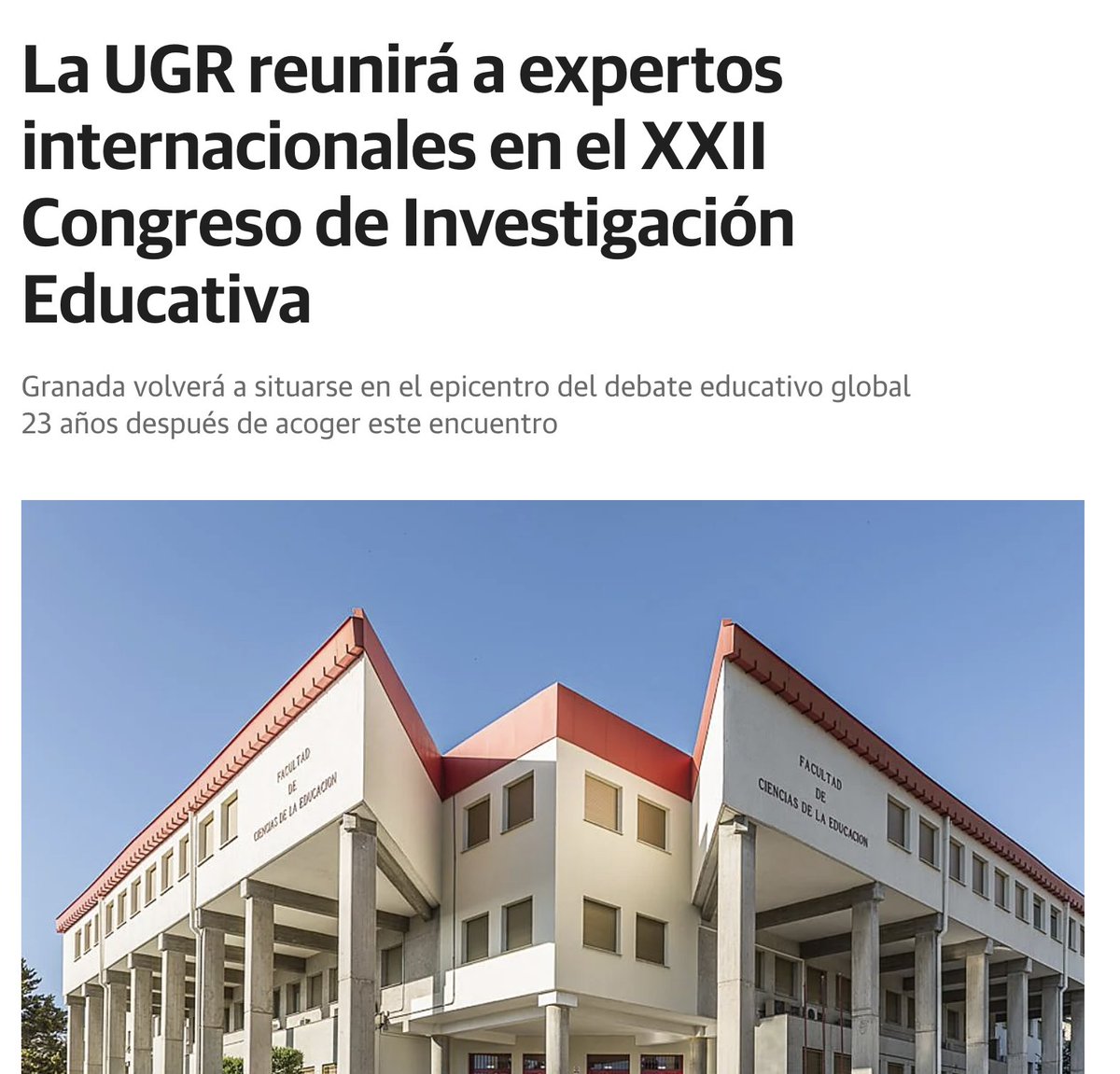 AIDIPE_'s tweet photo. La UGR reunirá a expertos internacionales en el XXII Congreso de Investigación Educativa
https://t.co/RVCPgrF3wE https://t.co/xS8DKAKr9K