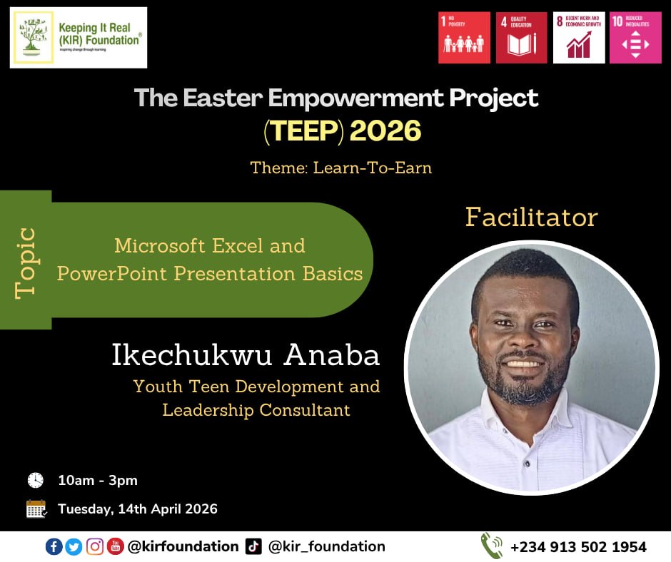 kirfoundation's tweet image. “Learning is not attained by chance; it must be sought for with ardour and diligence.” - Abigail Adams
It’s Day 2 of #TEEP2026!

Our facilitator, @ik_tbdb, a Youth Teen Development &amp;amp; Leadership Consultant, is training our young learners on @msexcel &amp;amp; PowerPoint basics.
#SG4 #SDG8