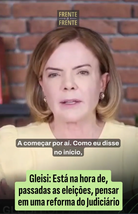 Após as eleições, é hora de pensar em reforma do Judiciário, diz Gleisi

tinyurl.com/5t2sdyyp