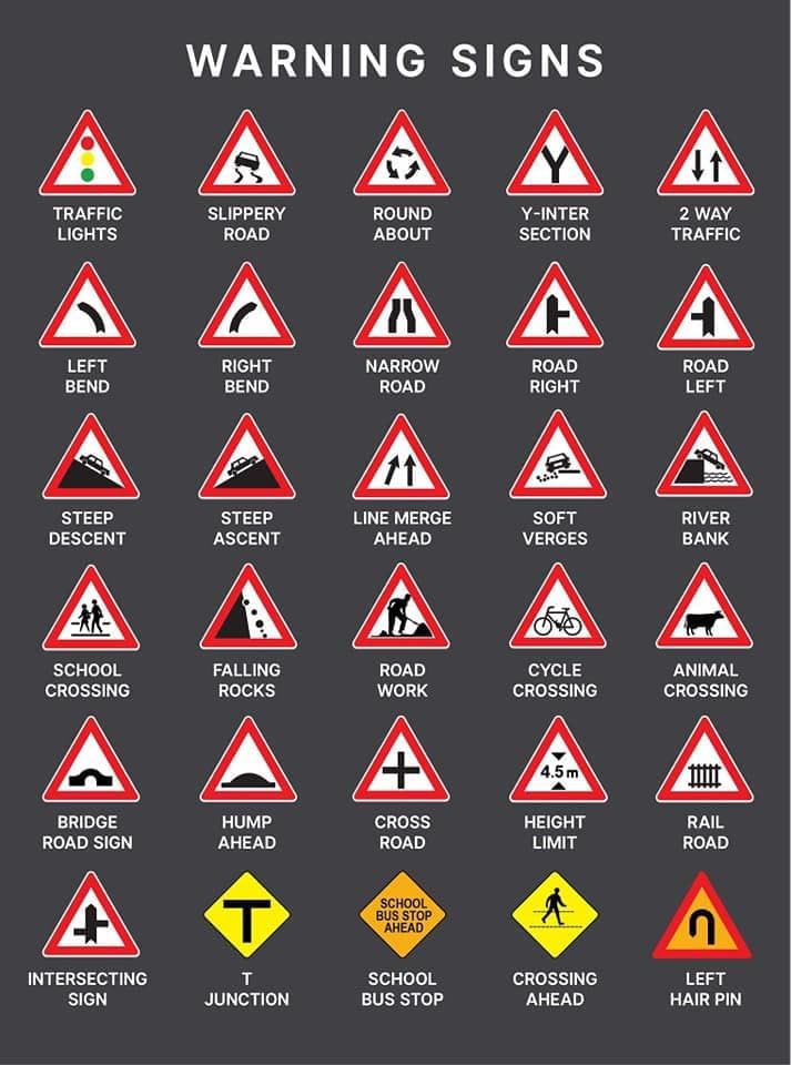 TheCleanCarClub's tweet image. Road Warning Signs