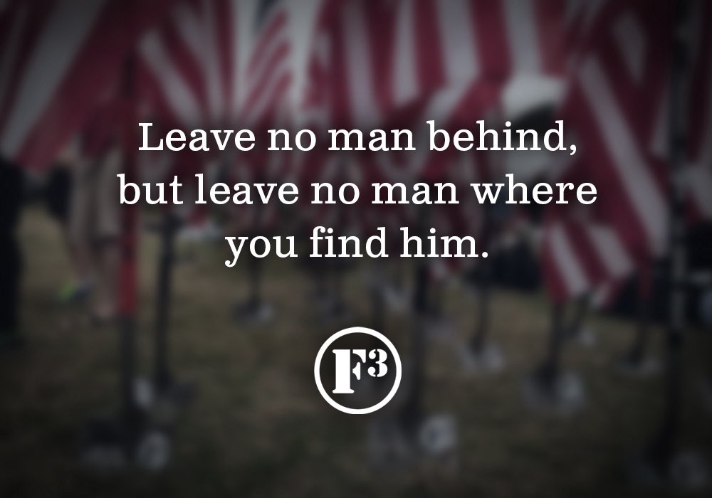 darkhelmetF3's tweet image. Businesses will pursue you for your money.

We will pursue you for your heart… because only together will we be able to navigate this life well.

We aren’t a business.

We are a movement.

@F3Nation