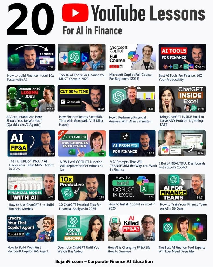thetripathi58's tweet image. 20 Youtube Lessons for AI in Finance:

tinyurl.com/yer7f52y