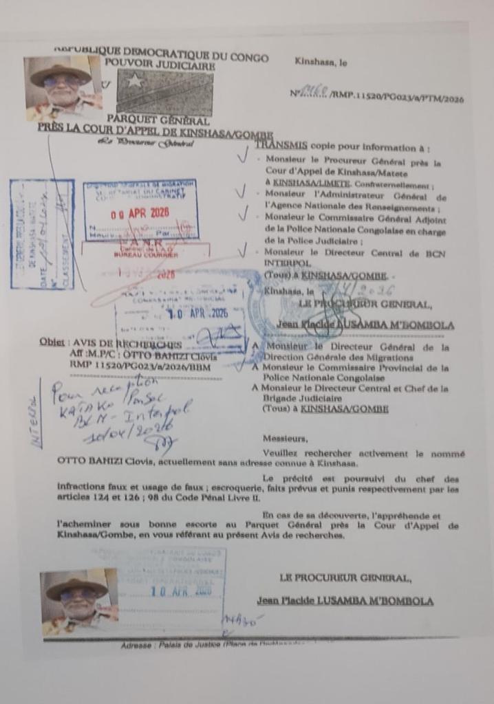 OTTO BAHIZI et complices recherchés par la justice dans l'affaire d'usurpation de l’Afdc.