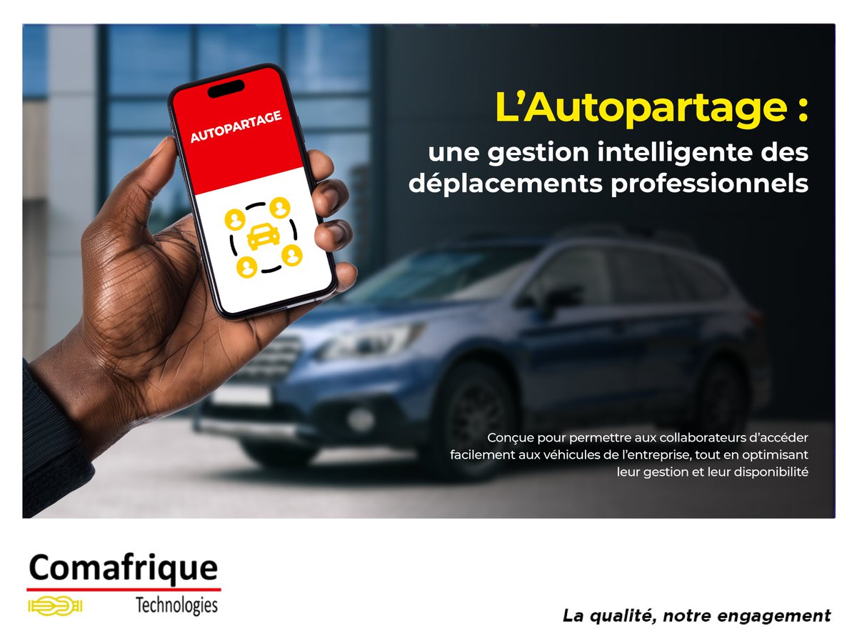 ComafriqueTec's tweet image. Facilitez l’autopartage et améliorez l’utilisation de vos véhicules grâce à une solution pensée pour mieux organiser, suivre et rentabiliser vos déplacements au quotidien.

#ComafriqueTechnologies #Tracking #Autopartage #Mobilité