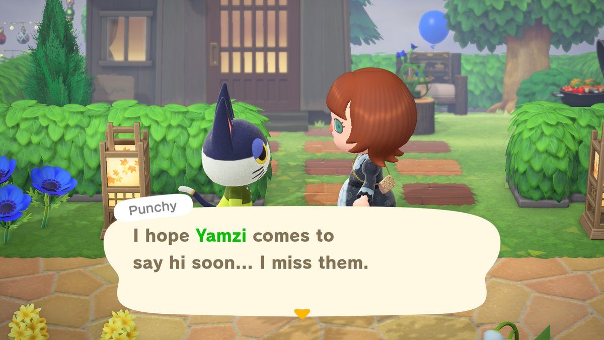 Babytappy's tweet photo. Started up Animal Crossing after not playing it ages to get the Leaf lamp thing Nintendo has send to everyone and then Punchy goes and says this😭. This is so sad, Yamzi is the character of my best friend who passed away a year ago. I miss him too Punchy, miss him so much💔😭. https://t.co/63QxouLl6K