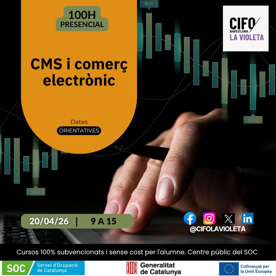 CIFO_Barcelona's tweet image. DARRERES PLACES!!!!!
😏Benvingut/da al curs de CMS i comerç electrònic, on passaràs de “vull fer una web…” a “ja estic venent!” 💥T’hi llences? 

📌inscripció: tuit.cat/tgFcG

#wordpress #WooCommerce #PrestaShop #CMS #webdesign #webcreator #cursos2026 #Cifo #CMS #SOC