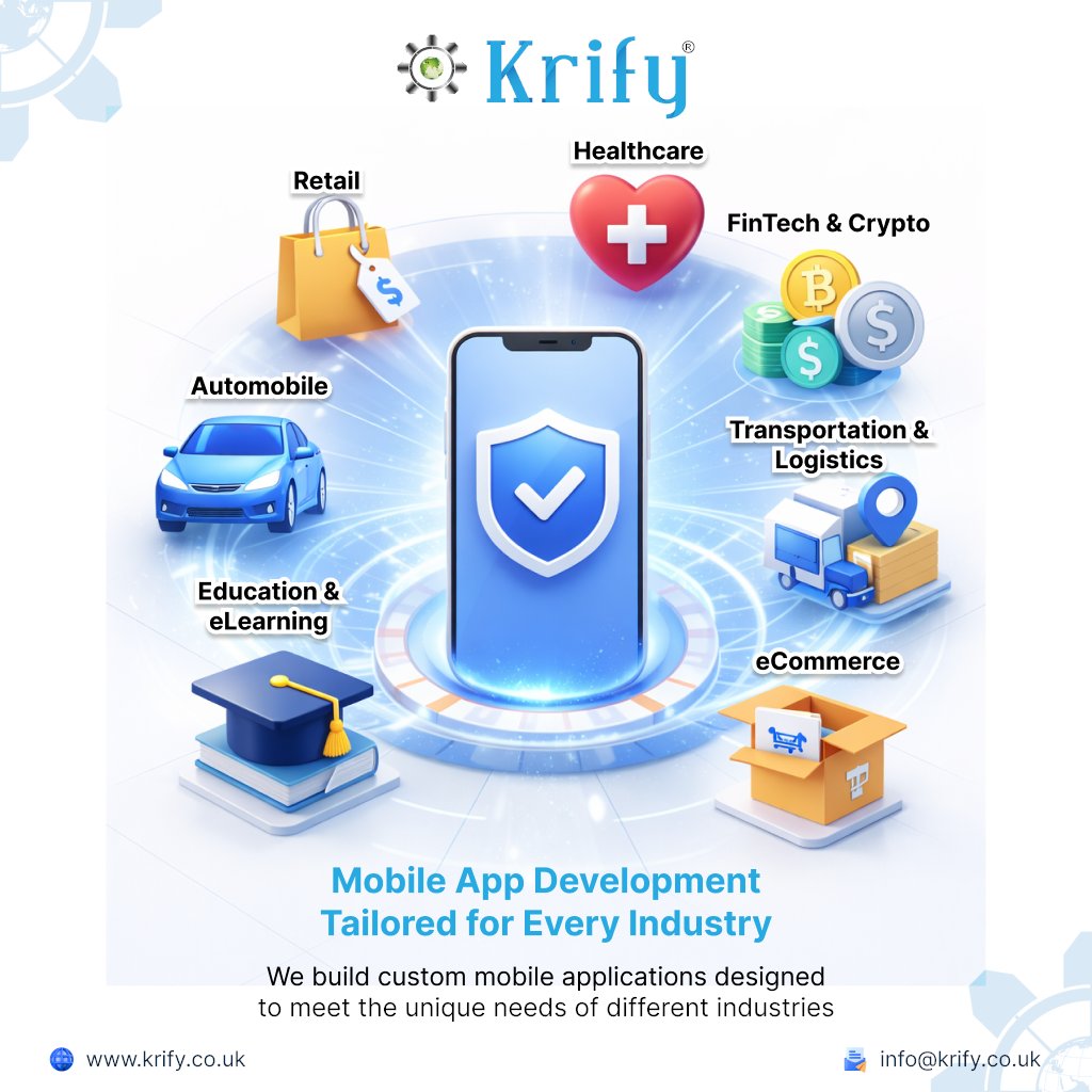 krifysoftware's tweet image. One app. Every industry. Endless impact.

From Healthcare to  FinTech,  Logistics to eLearning, transform your business with secure, scalable mobile apps.
Built to perform. Designed to grow.

#Krify #MobileApps #DigitalTransformation #TechForBusiness #Innovation