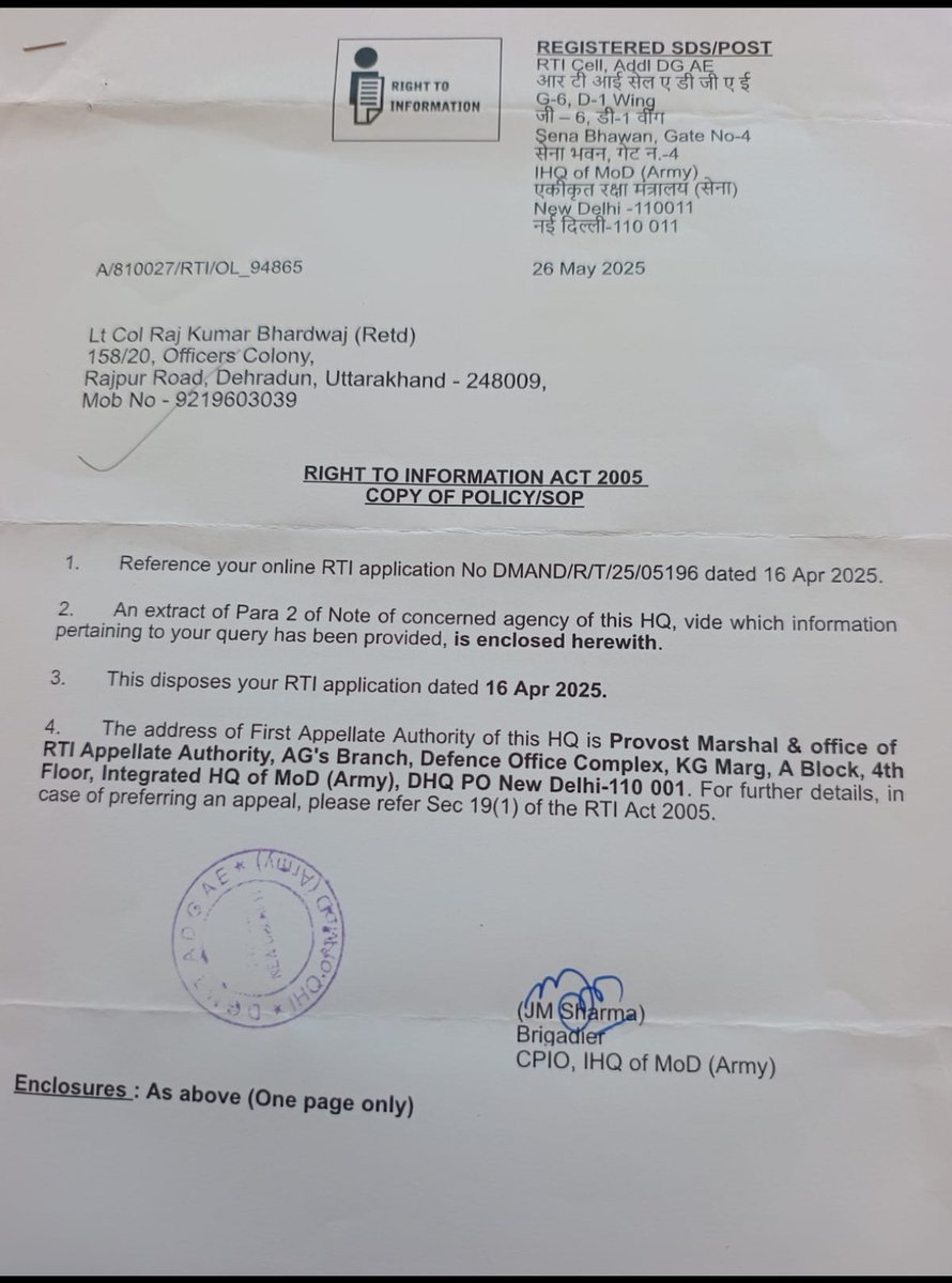 Lt Col R K Bhardwaj (Retd) tweet media