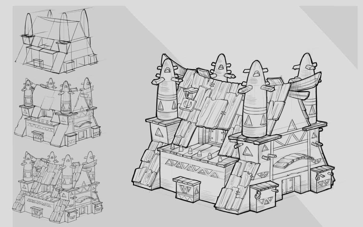 Art_K_Ch's tweet image. Perspective &amp;amp; Isometric studies🏠📐

Polished some old architectural sketches. Love the contrast between 2-point perspective and clean isometric lines. Good for keeping the spatial thinking sharp!

#EnvironmentDesign #ConceptArt #LineArt #Sketching #Architecture #Perspective