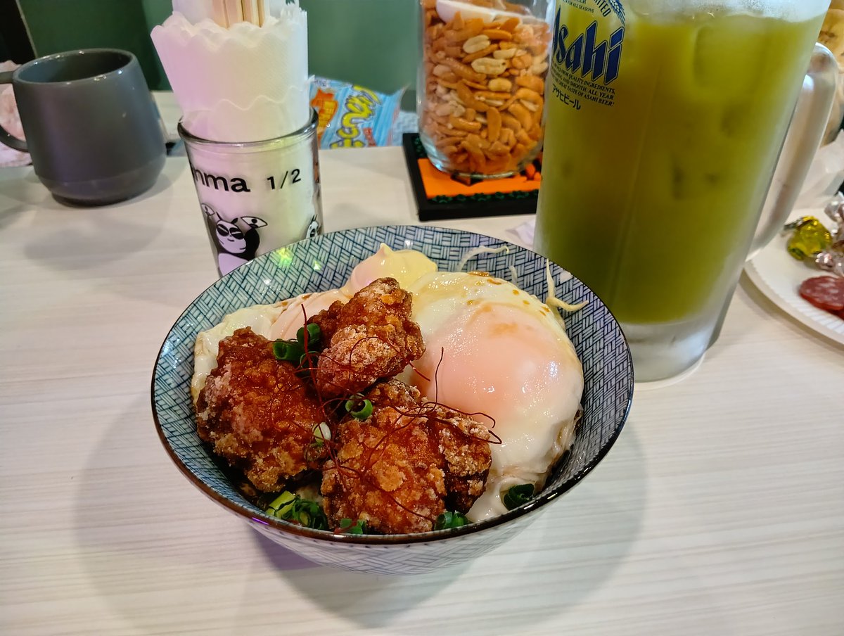 koromti's tweet image. 中華風黒酢唐揚げハムエッグ丼
#Woofer