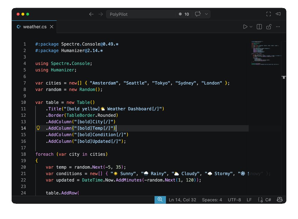 jfversluis's tweet image. .NET 10 just made C# feel like a scripting language.

dotnet run app.cs

No project file. No csproj. Just write C# and run it.

Need a NuGet package? Add #:package Humanizer@2.14.1 right in your .cs file.

Pretty neat.