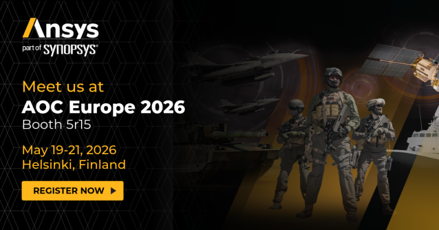 cnundy's tweet photo. Ansys, part of Synopsys, is excited to be at AOC Europe 2026 in Helsinki, Finland! If you’re attending, stop by booth 5R15, to discuss how Ansys simulation solutions support mission-critical electromagnetic and defense systems. https://t.co/I73lN2g7zk https://t.co/V3RwL2yRIM