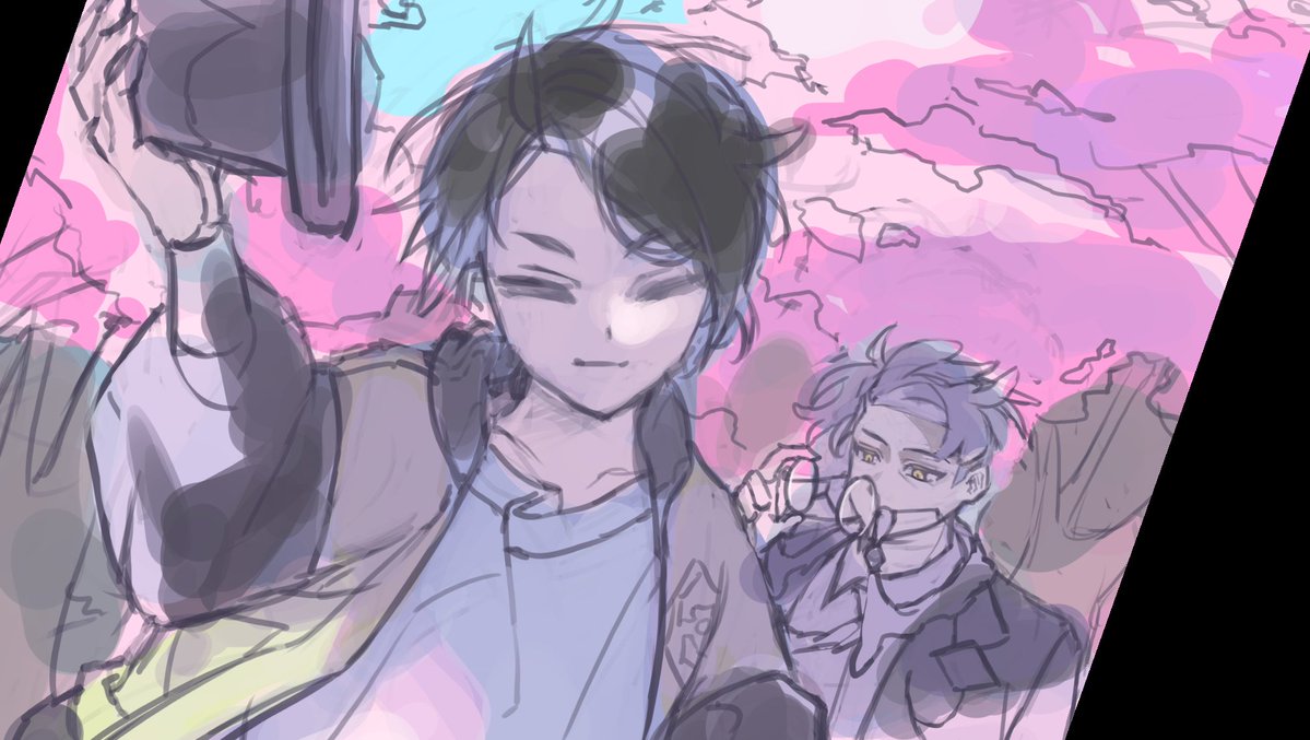 벚꽃 기념으로 카라공준 그리고 싶었다......