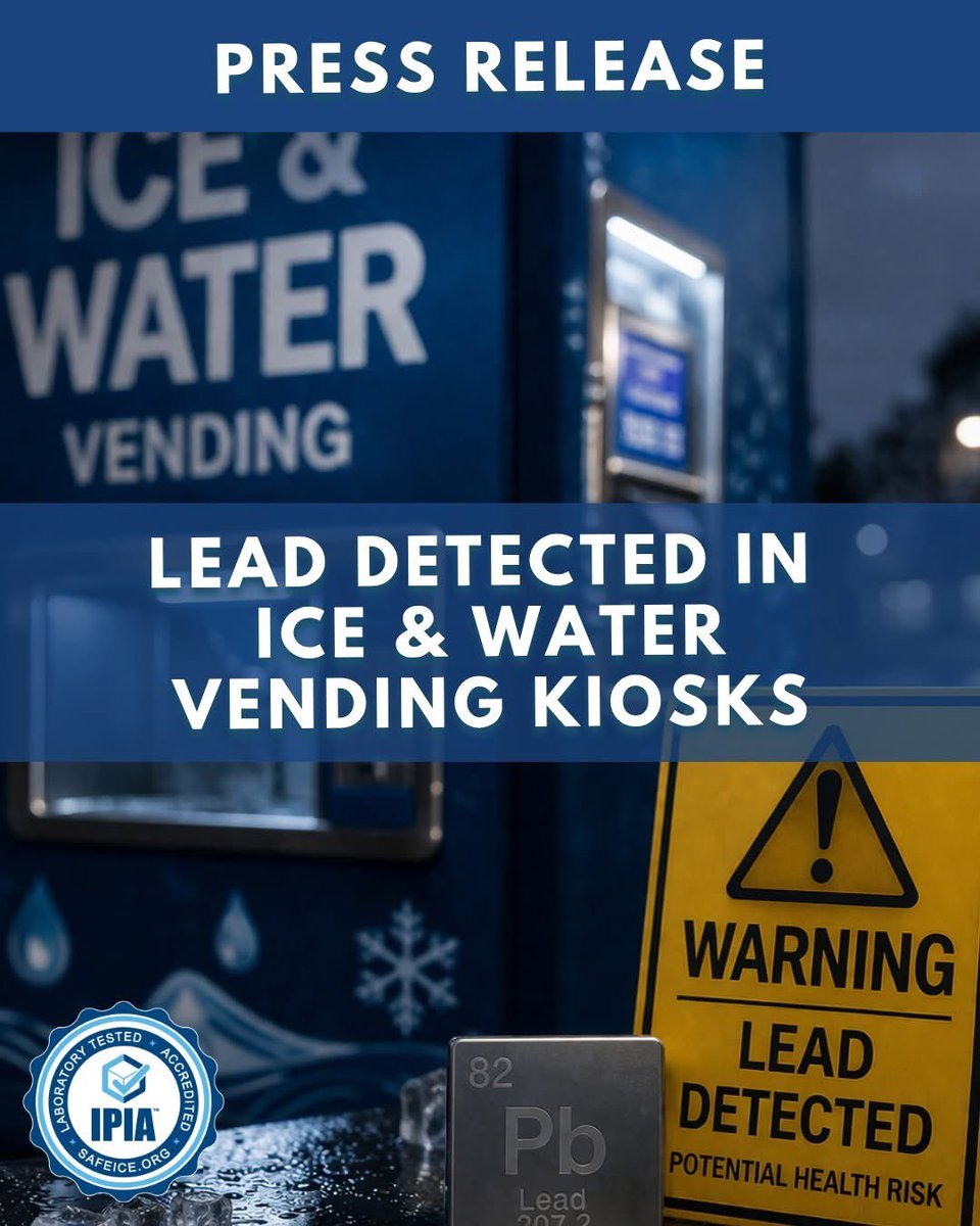 IceIsFood's tweet image. A recent study from the University of Iowa found detectable levels of lead in water purchased from for-profit vending kiosks across multiple states.

Read more: packagedice.com/page/PressRele…

#iceisfood #sealofsafety #safeice #vendingmachines #foodsafety #publichealth