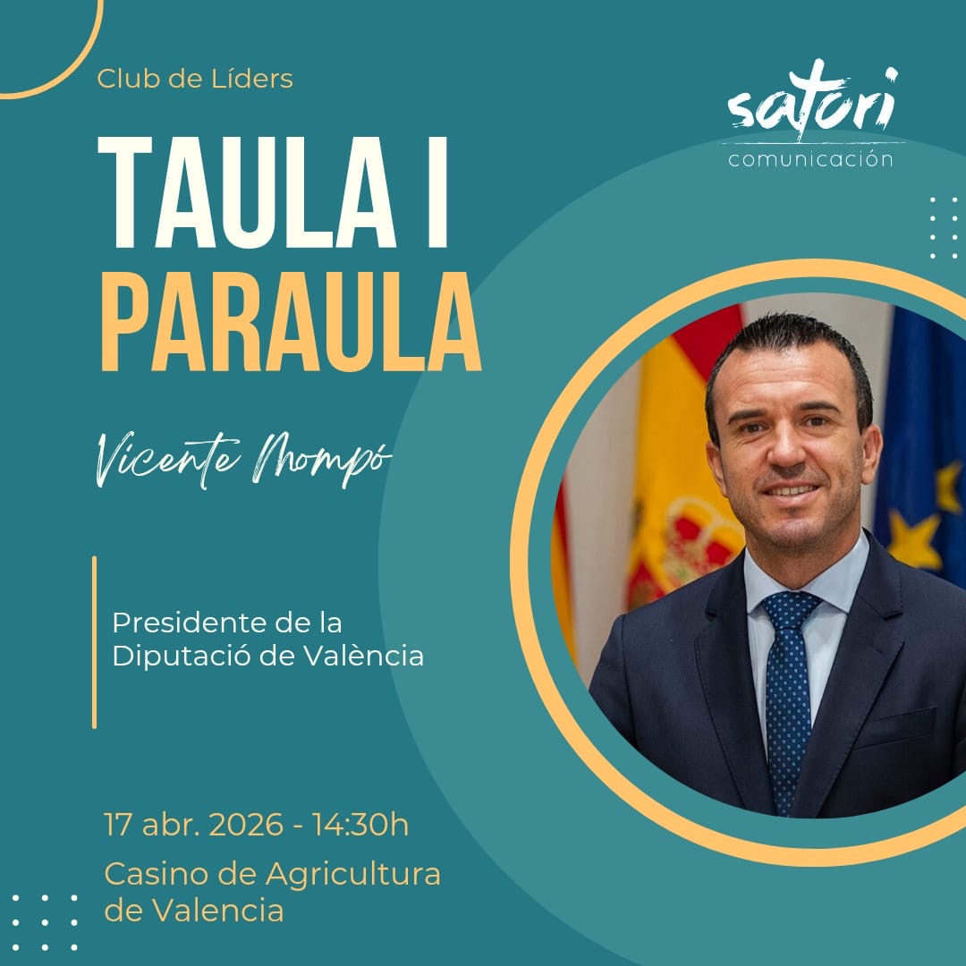 satoridircom's tweet photo. En la edición de abril del #ClubdeLíders, foro de opinión by #SatoriComunicación, contaremos con la participación de @Vicente_Mompo_, presidente de la @dipvalencia. Diez años dinamizando la sociedad civil valenciana. Como siempre en nuestra sede @CasinoAgrVLC #10AnysClubdeLíders https://t.co/tnonn8R5rP