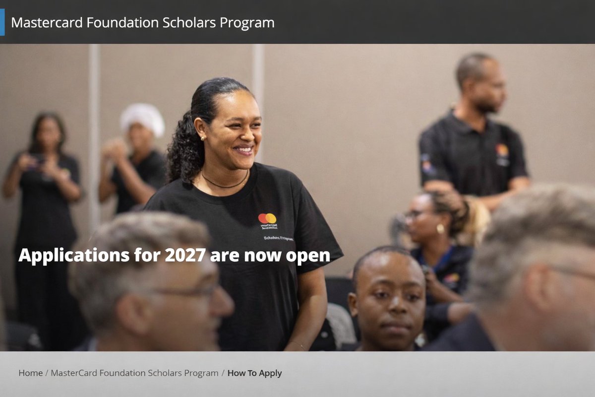 opportunitiesfy's tweet image. 🎓 Mastercard Scholarship 2026
🌍 Study in South Africa
 💰Fully funded
 🚀Leadership + impact
📅 Deadline: Varies by programme (Apply early!)
🔗 Apply: wp.me/p23f03-3Ga
#Scholarship #Africa