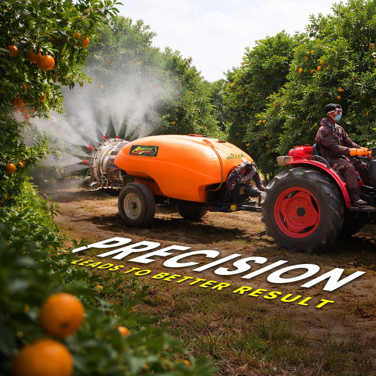 mitrasprayer's tweet photo. 🍊 Precision orchard spraying = better crop protection &amp; less waste! 

#Mitra 's air-blast sprayer delivering uniform coverage in the #orchards and #vineyards across the #nation.

Smart farming starts here. 🚜💨
🌐https://t.co/LynVjvZbkz

#mitrasprayer #agritech #farming #orchard https://t.co/dpWjlkKtW0