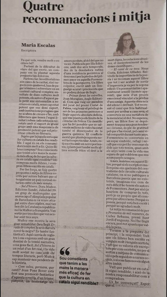 ‘El camí de ca teva’ (Edicions Aïllades), de Neus Costa Mayans, recomanat a l’Ara per Maria Escalas…

MOLTES GRÀCIES <a href="/MariaEscalas/">Maria Escalas</a> 

<a href="/diariARA/">diariARA</a> 

#EdicionsAïlaldes #ElCamíDeCaTeva