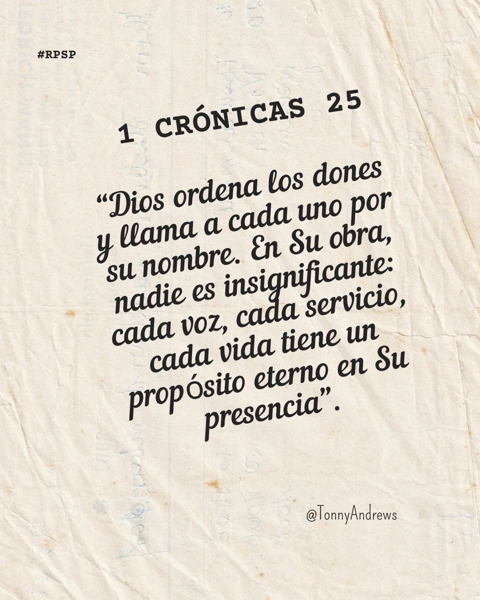 📖 #RPSP  - 1 Crónicas 25✨

“Cuando el corazón se consagra a Dios, incluso el arte se convierte en adoración. No es el talento lo que honra al Señor, sino la entrega sincera de quien le sirve con todo su ser”. 🙏

#PrimeroDios #rpsp #1Crónicas25 #CuscoA #MSOP #UPSur