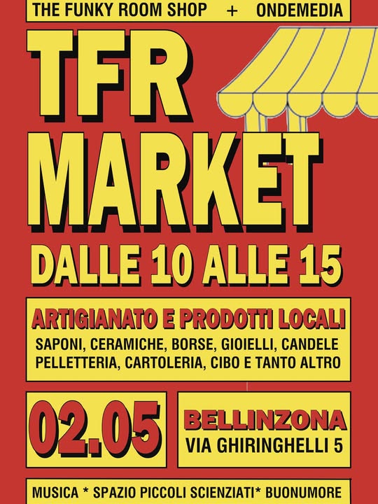 ondemedia's tweet photo. Una nuova collaborazione con @the_funky_room_shop 

🚩 Vi aspettiamo in via Ghiringhelli 5 a Bellinzona il 2 maggio 2026. 

🚩 Se ti interessa un tavolo espositivo scrivi a infothefunkyroom@gmail.com. https://t.co/zMFRlRsfAX