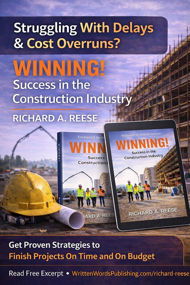 WrittenWordsLLC's tweet image. Success in #construction isn’t luck. It’s #leadership, discipline, &amp;amp; decisions made early. WINNING! by Richard A. Reese delivers 60+ years of hard-earned insight. Available wherever books are sold. Read excerpt: writtenwordspublishing.com/richard-reese 
#Builders
#ProjectManagement #winning