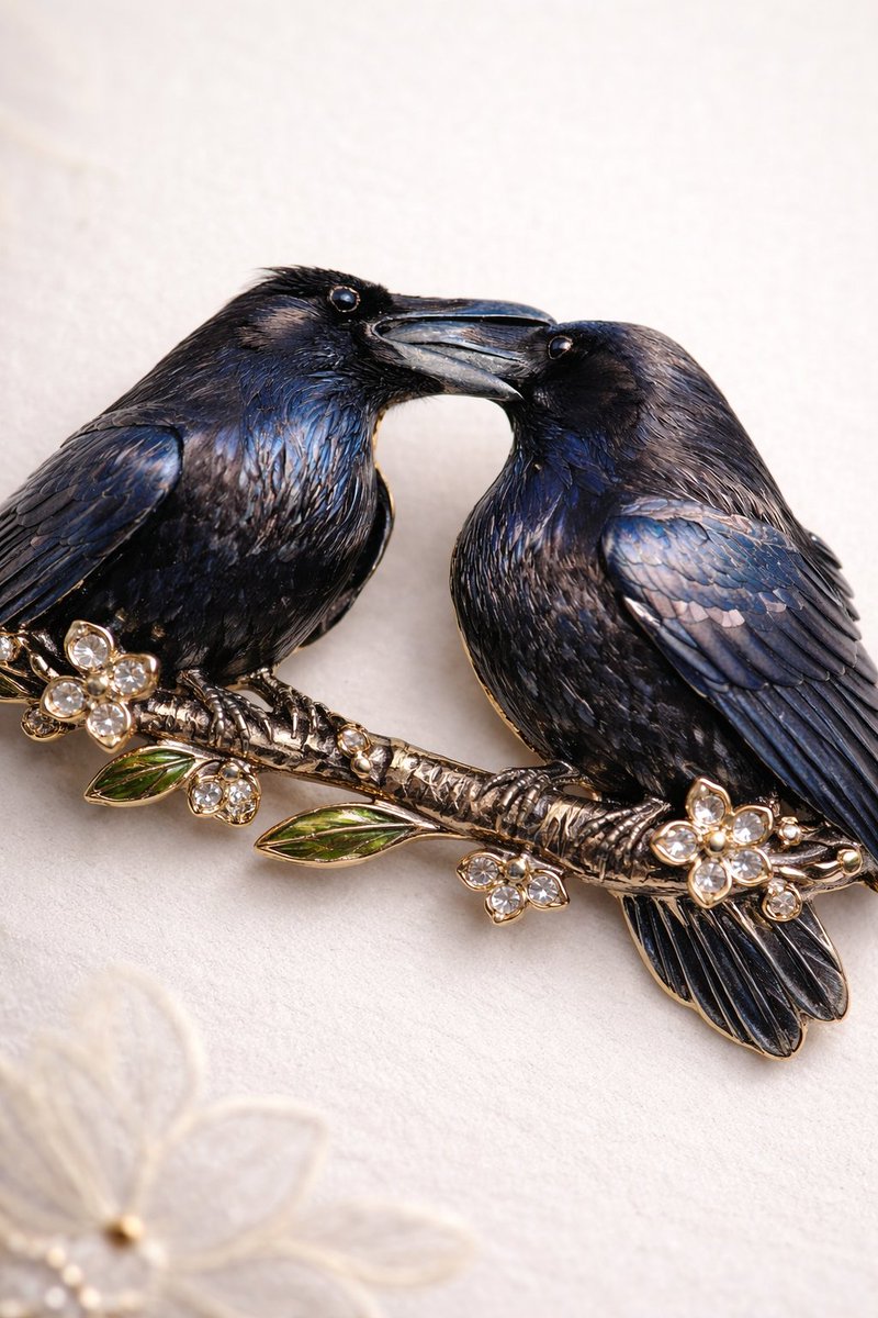 osakequeen's tweet image. @deardochas さんの写真をもとに、チャッピーにブローチを作ってもらいました💕
@deardochas　I had ChatGPT make a brooch by your photo!
#カラス #crow