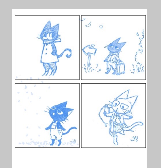 新刊の他はミニ原画を用意できればと
お気に入りのラフをサイズ調整。出力して下絵に❤️間に合うならさらもちっこい絵も(口にすると叶うって言うからぁ) 