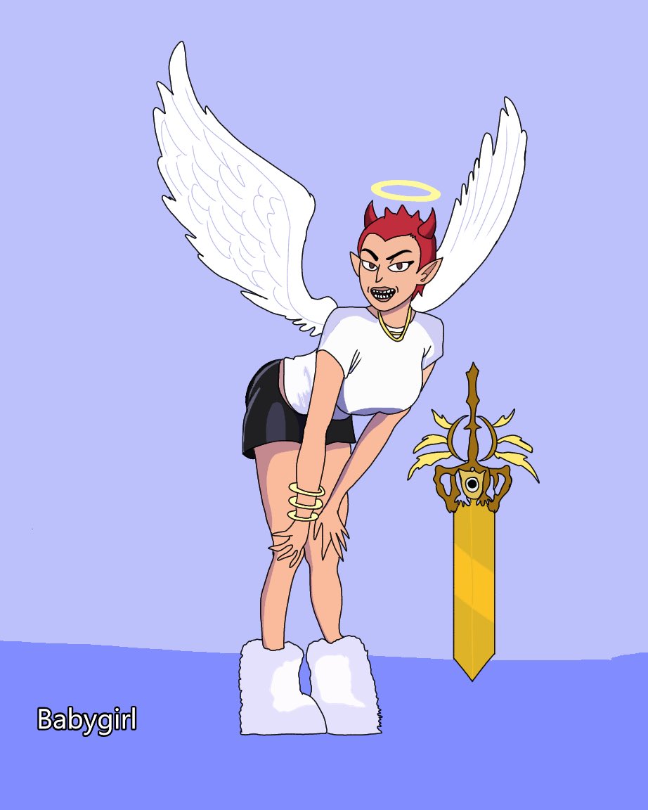 Baby_G80918's tweet photo. A bold mix of angel and devil, Draka embodies chaos and confidence with wings, horns, and a fearless attitude, this piece captures Draka edgy, playful energy in the Muffins world @tmm_eth https://t.co/BWDNE4nBb9