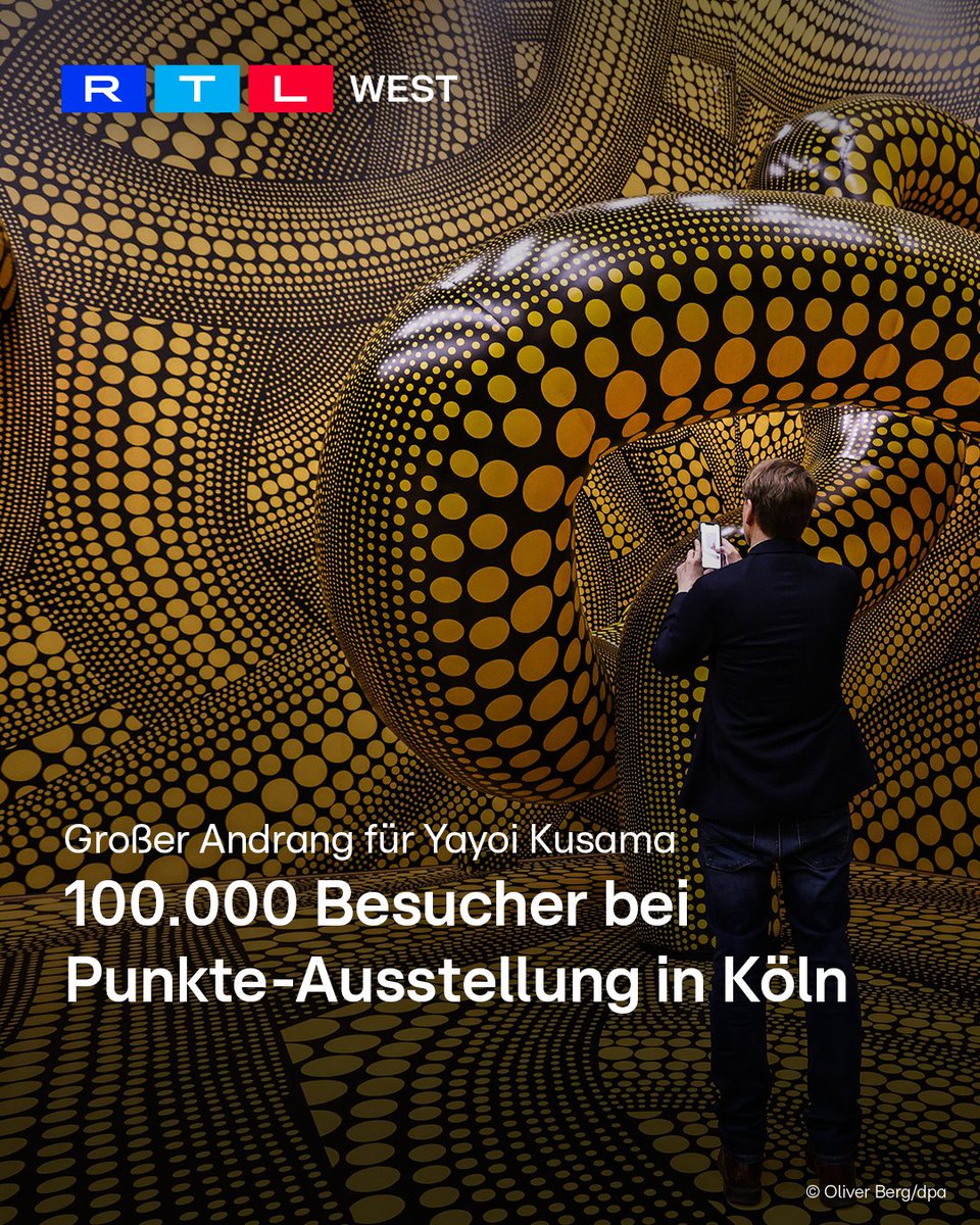RTLWEST's tweet image. Die Ausstellung von Yayoi #Kusama lockt tausende Besucher nach #Köln. Alle wollen die außergewöhnliche #Kunst hautnah erleben. Das Museum Ludwig steuert auf einen Besucherrekord zu. Am Dienstag (14.04.) wurde die 100.000 Marke geknackt. Die Werke der japanischen Künstlerin sind