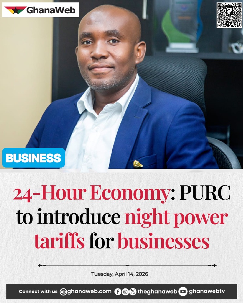 TheGhanaWeb's tweet photo. 24-Hour Economy: PURC to introduce night power tariffs for businesses

More here: https://t.co/NWZw8cDn58

#ghanaweb
#ghanawebtv https://t.co/f80CdPHean