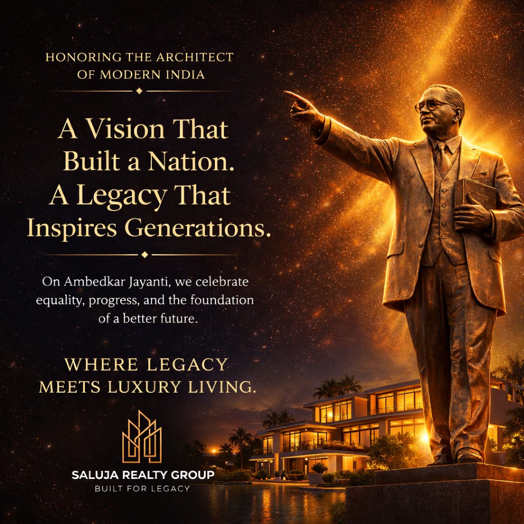 salujarealty's tweet image. Honoring the vision that built a nation 🇮🇳

On #AmbedkarJayanti, we celebrate equality, progress, and a legacy that continues to inspire generations.

Saluja Realty Group — Where Legacy Meets Luxury Living ✨#DrAmbedkar #ModernIndia #RealEstateIndia #LuxuryLiving #Legacy